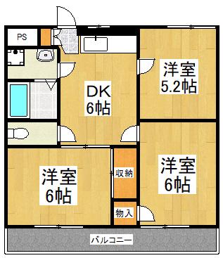グリーンヒル高橋(3DK/1階)の間取り写真
