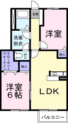 エクセランⅠ(2LDK/1階)の間取り写真
