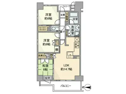 イーグルコート京都御所南(3LDK/2階)の間取り写真