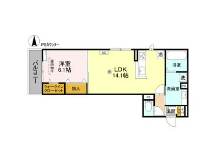 D-ROOM南区八条源町(1LDK/2階)の間取り写真