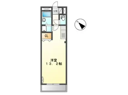 フラワーヒル(ワンルーム/2階)の間取り写真