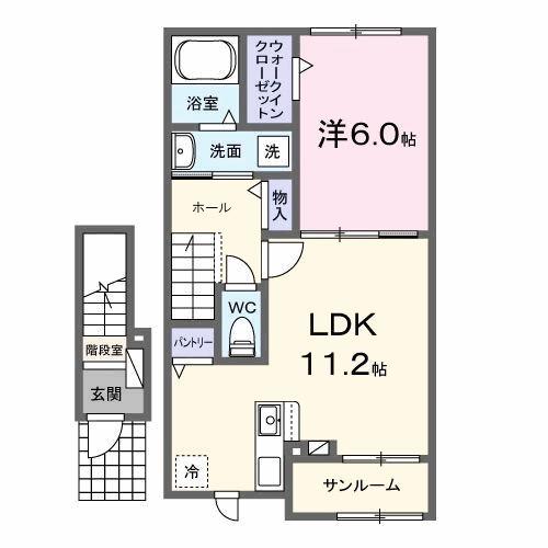 カミーノ アムレト Ⅰ(1LDK/2階)の間取り写真