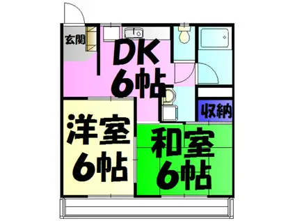 殿花コーポ(2DK/3階)の間取り写真