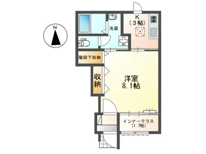 レガーロ・F(1K/1階)の間取り写真