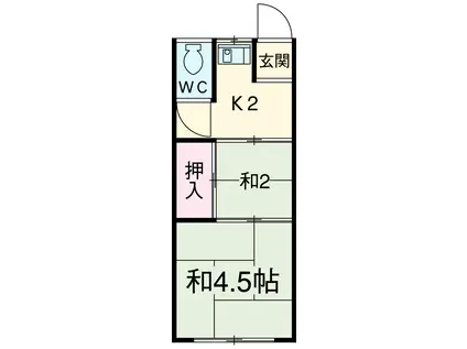 辰巳荘(2K/2階)の間取り写真