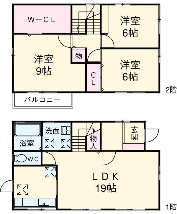 名古屋市鶴舞線 川名駅 徒歩15分 2階建 築18年(3LDK)の間取り写真