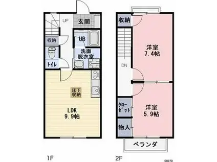 サンテラスNAO　A(2LDK)の間取り写真