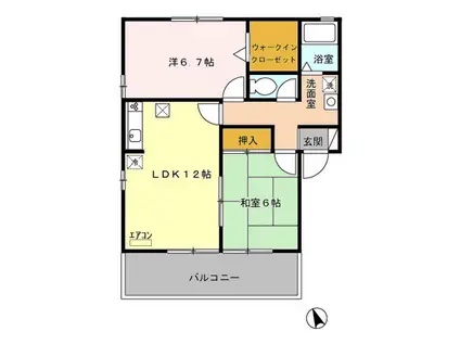 ベルテB(2LDK/1階)の間取り写真