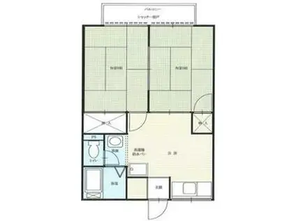 グリーンハイツサイド(2DK/2階)の間取り写真