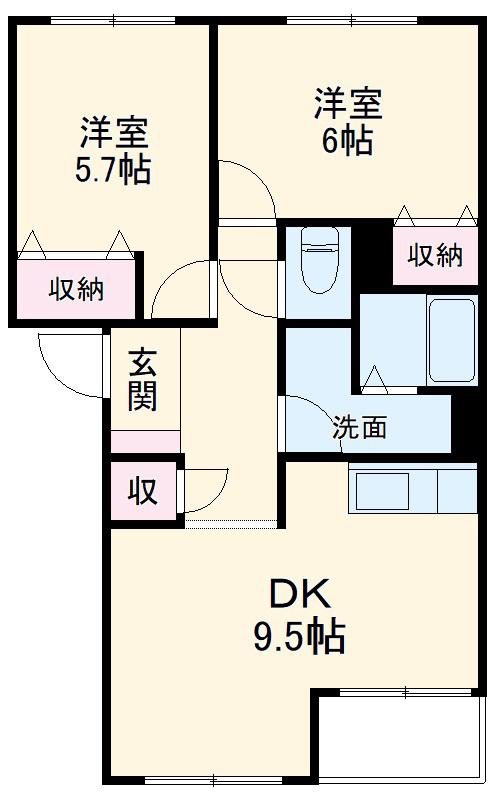 スプリングベル(2LDK/2階)の間取り写真