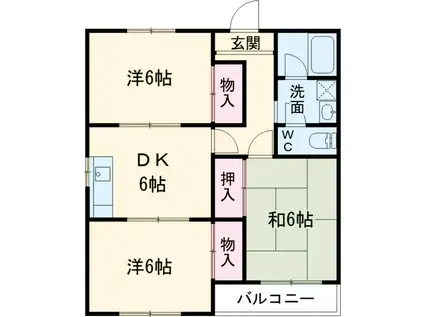 第2中日ビル(3DK/3階)の間取り写真