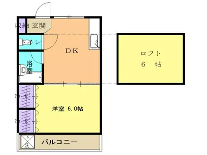 アクセスコートⅤ(1DK/2階)の間取り写真