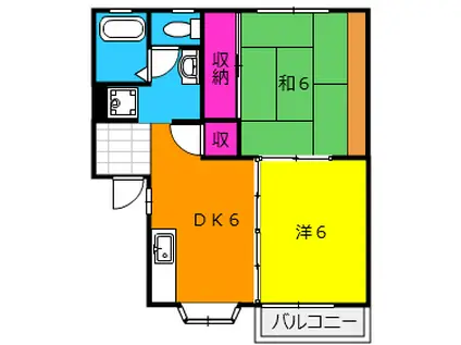 グリーンスクエアF 6戸(2DK/2階)の間取り写真