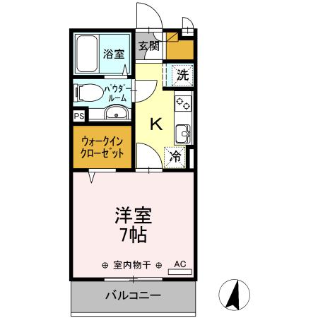 VERDURAⅠⅡ Ⅱ(1K/2階)の間取り写真