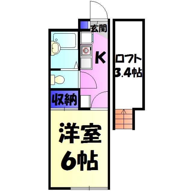 レオパレスエスト(1K/2階)の間取り写真