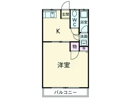 ハイツ1068(1DK/1階)の間取り写真