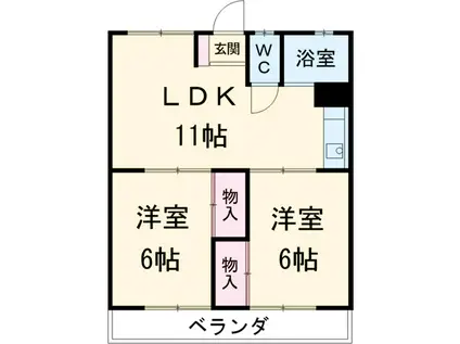 大村マンション(2LDK/2階)の間取り写真