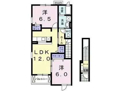 メープル(2LDK/2階)の間取り写真