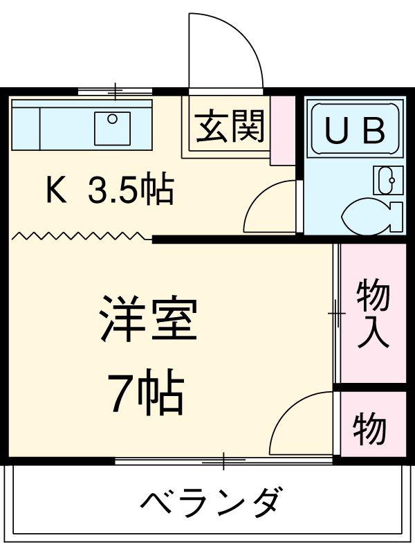 青雲荘(1K/2階)の間取り写真
