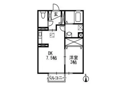 コーポプラチナ(1DK/2階)の間取り写真