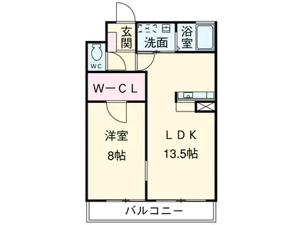 サンライズ布橋(1LDK/5階)の間取り写真