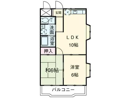 NEW AZUMA(2LDK/2階)の間取り写真
