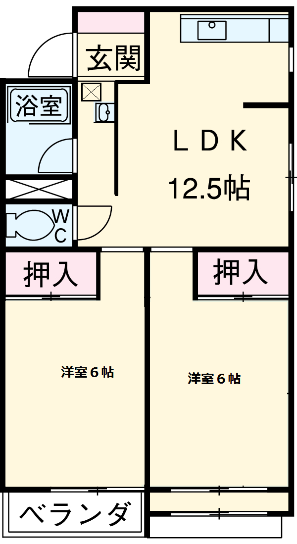 サンローヤル東山NO.1(2LDK/3階)の間取り写真