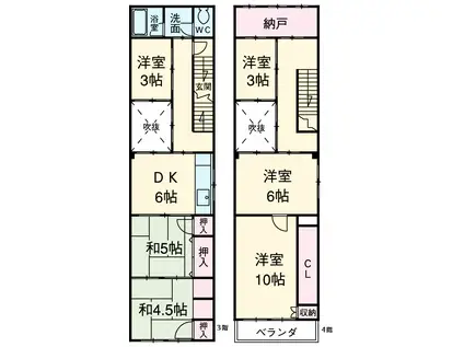 東海通３丁目平野借家(6DK)の間取り写真