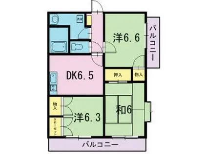 エクセレントI(3DK/1階)の間取り写真