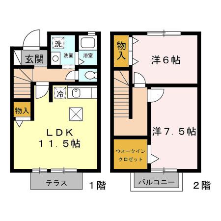 レジダンス富塚　B(2LDK)の間取り写真