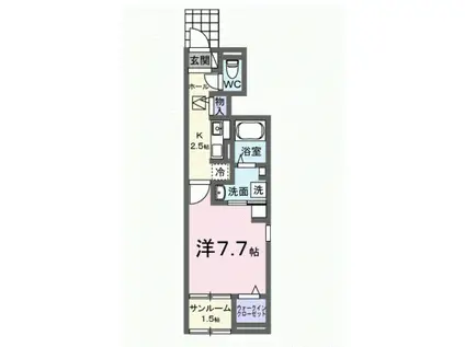 ヒカルサ豊橋東田町Ⅰ(1K/1階)の間取り写真