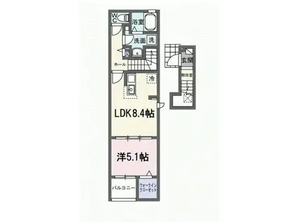 ヒカルサ豊橋東田町Ⅰ(1LDK/2階)の間取り写真