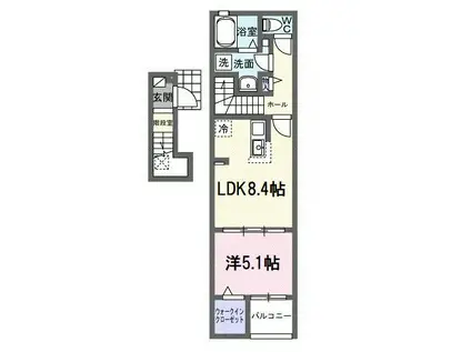 ヒカルサ豊橋東田町Ⅰ(1LDK/2階)の間取り写真