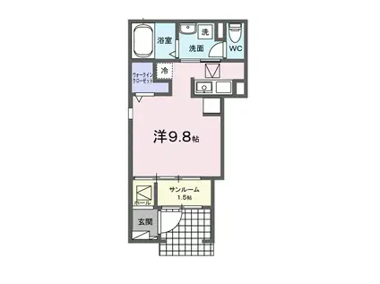ヒカルサ豊橋東田町Ⅱ(ワンルーム/1階)の間取り写真