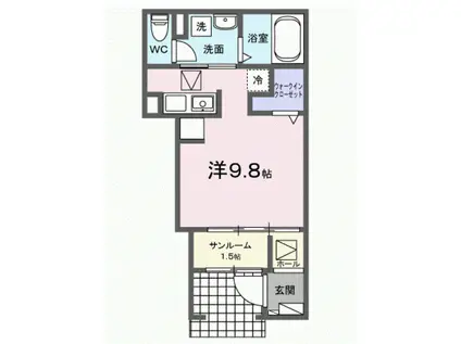 ヒカルサ豊橋東田町Ⅱ(ワンルーム/1階)の間取り写真