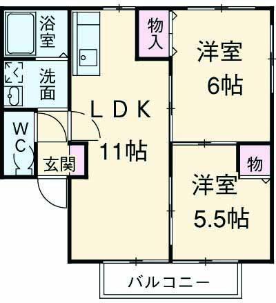 スピッツ(2LDK/1階)の間取り写真