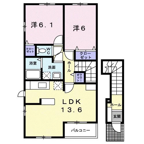 ファレ・キヨラ(2LDK/2階)の間取り写真