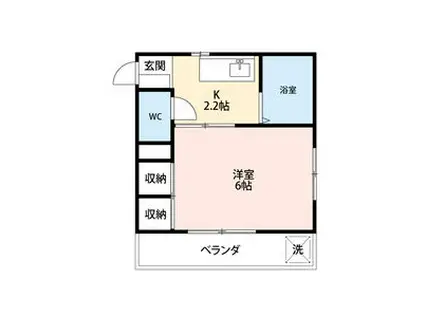 グリーンパーク中村(1K/2階)の間取り写真
