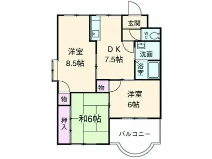 キャステルMTK(3DK/3階)の間取り写真