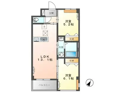 MOON STONE(2LDK/1階)の間取り写真