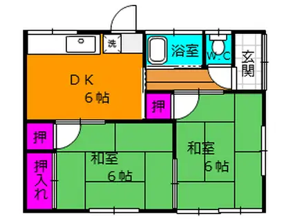 遠州鉄道 上島駅 徒歩64分 1階建 築49年(2DK)の間取り写真