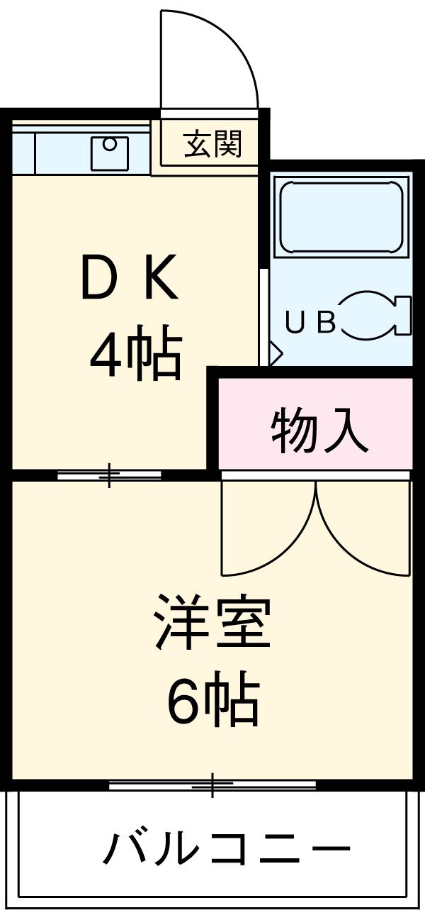 ヒルズ池下(1DK/1階)の間取り写真