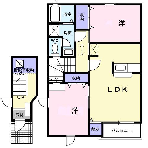 ファーストデューⅡ(2LDK/2階)の間取り写真