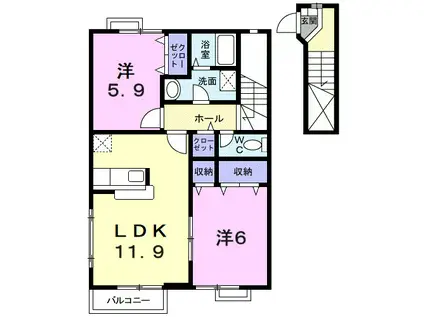 ミニョンS-Ⅱ(2LDK/2階)の間取り写真
