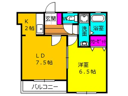 ジュネス半田山(1LDK/1階)の間取り写真
