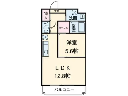 ラパノス(1LDK/2階)の間取り写真