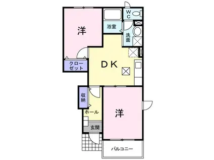 サウスエレガンス ハギオカ(2DK/1階)の間取り写真