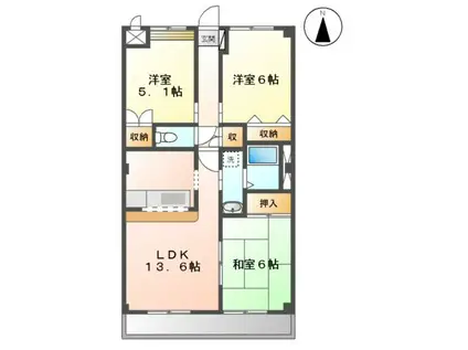 コーディアル三好(3LDK/2階)の間取り写真