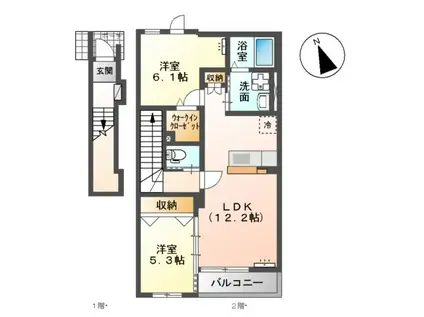 クレスト(2LDK/2階)の間取り写真