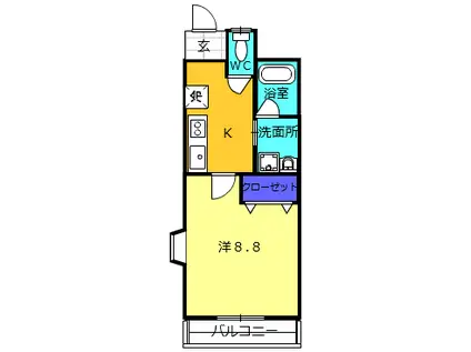 フォーレ三和Ⅱ(1K/2階)の間取り写真